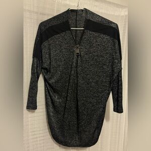 Black and Gray Zip-Up Top